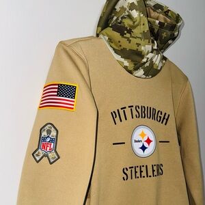 NFL Nike Pittsburgh Steelers Salute To Service Camo Men’s Therma Fit Hoodie Sm